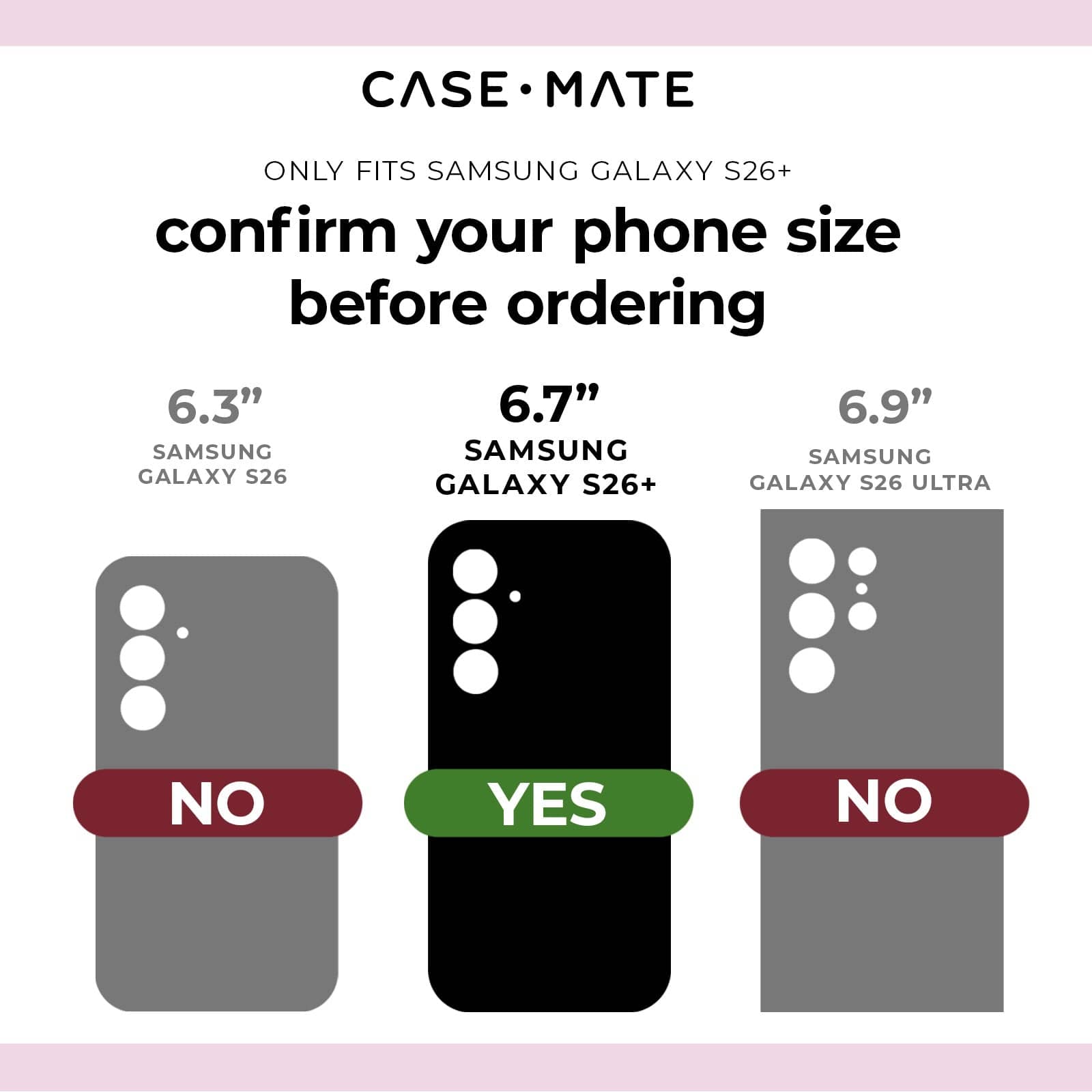 Only fits samsung galaxy S26 +, confirm your phone size before ordering, 6.7" Samsung Galaxy S26 +