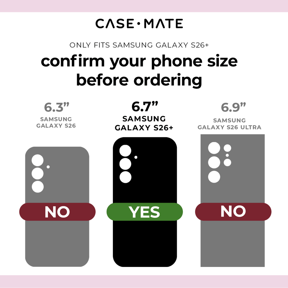 Only fits samsung galaxy S26+, confirm your phone size before ordering, 6.7" Samsung Galaxy S26+