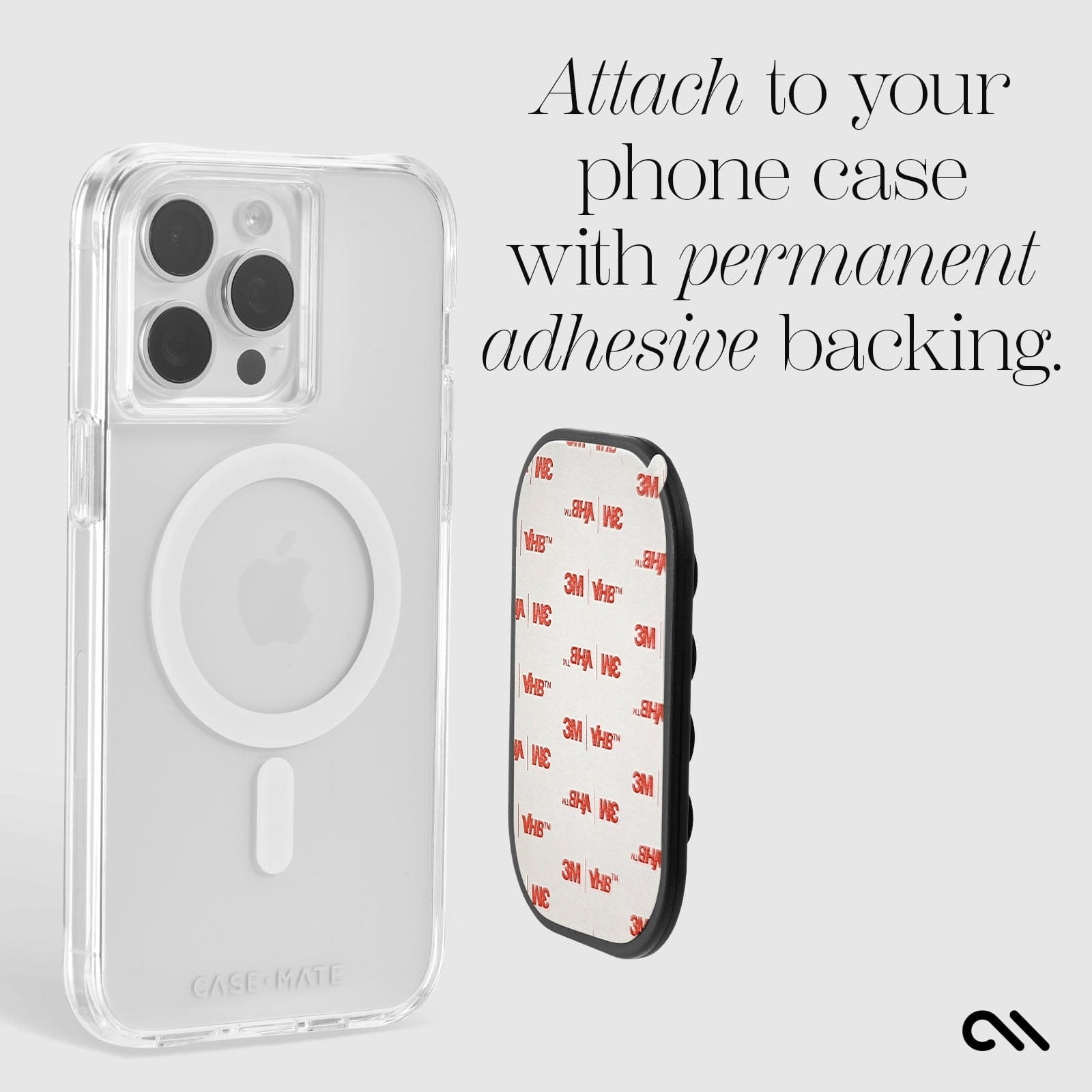 ATTACH TO YOUR PHONE CASE WITH PERMANENT ADHESIVE BACKING