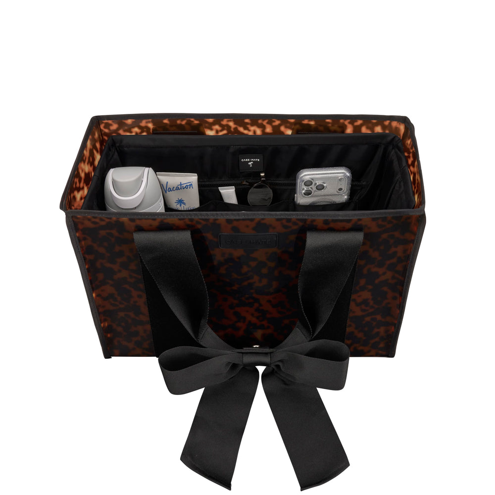 tote organizer inside a tote bag on a white background  #color_midnight black