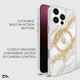 CLICKABLE BUILT IN ACTION BUTTON. CUTOUT PROVIDES CONVENIENT ACCESS TO CAMERA CONTROL