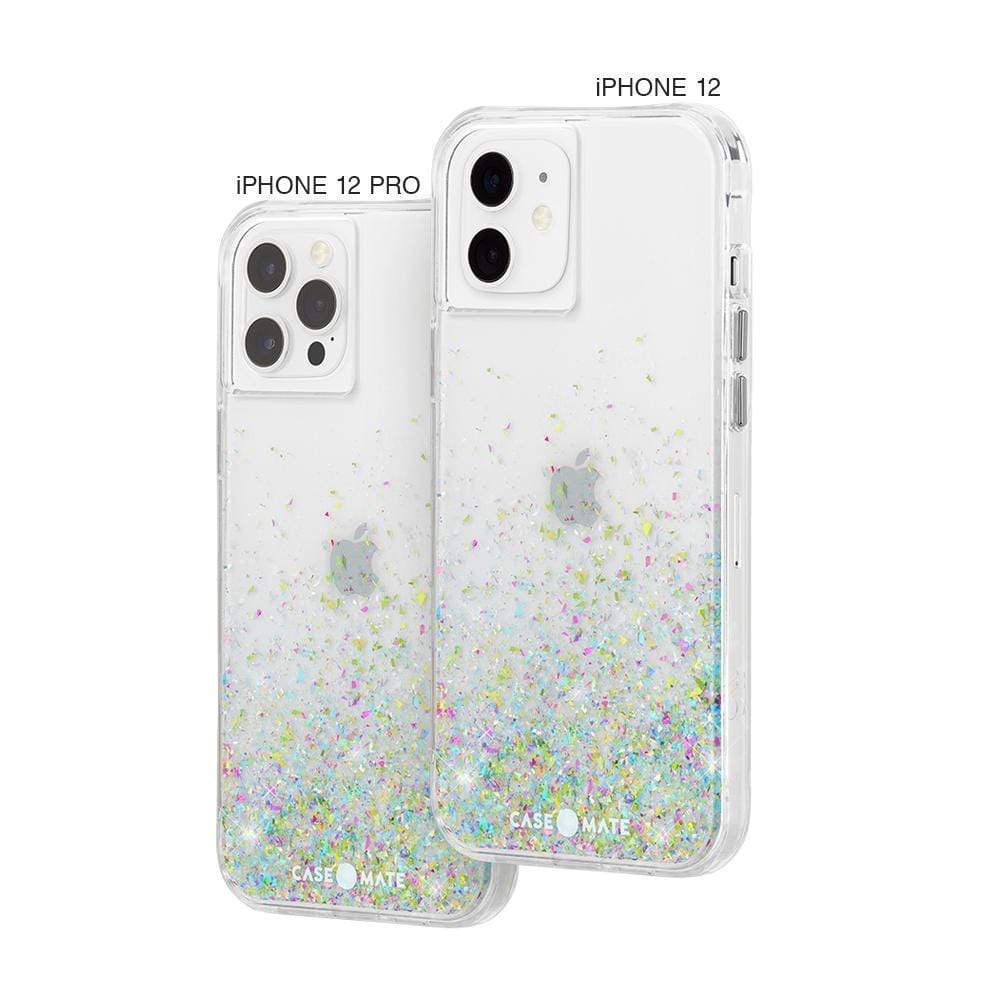 Case shown on iPhone 12 Pro and iPhone 12. color::Twinkle Confetti
