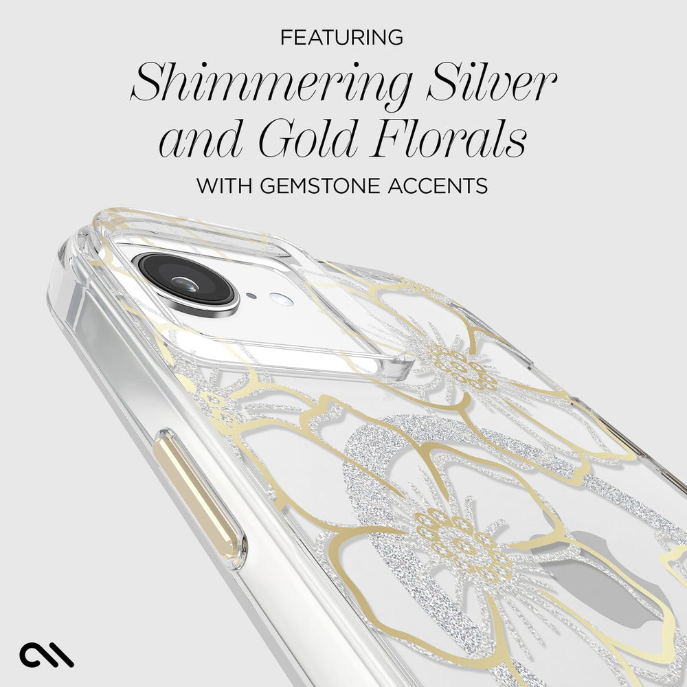 FEATURING SHIMMERING SILVER AND GOLD FLORALS WITH GEMSTONE ACCENTS
