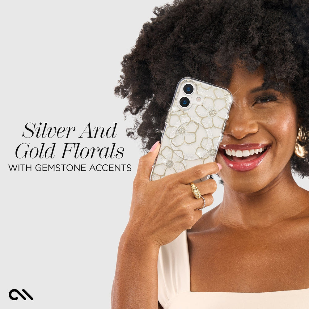 SILVER AND GOLD FLORALS WITH GEMSTONE ACCENTS