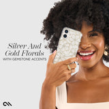 SILVER AND GOLD FLORALS WITH GEMSTONE ACCENTS