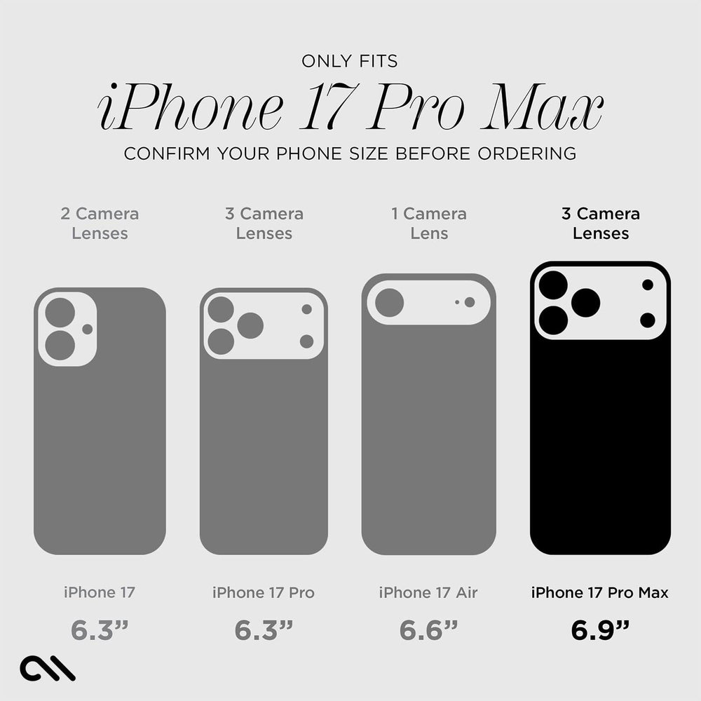 Only fits iPhone 17 Pro Max, confirm your phone size before ordering