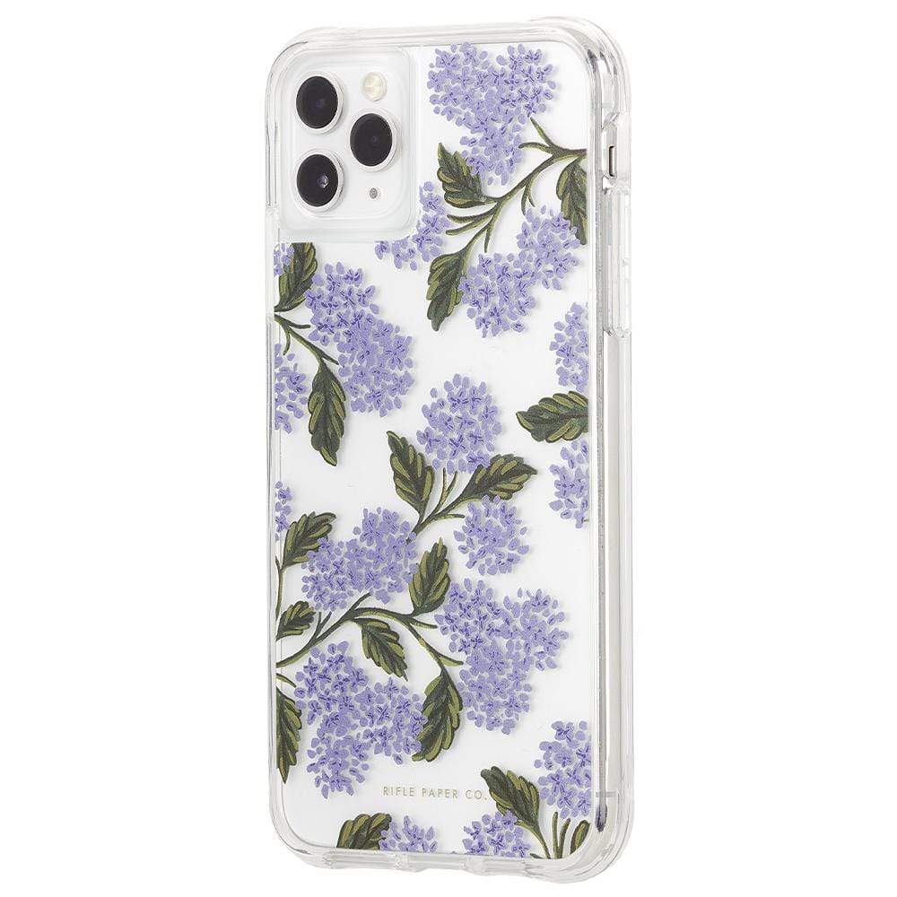 Blue Hydrangea iPhone 11 Pro case. color::Clear Hydrangea Blue