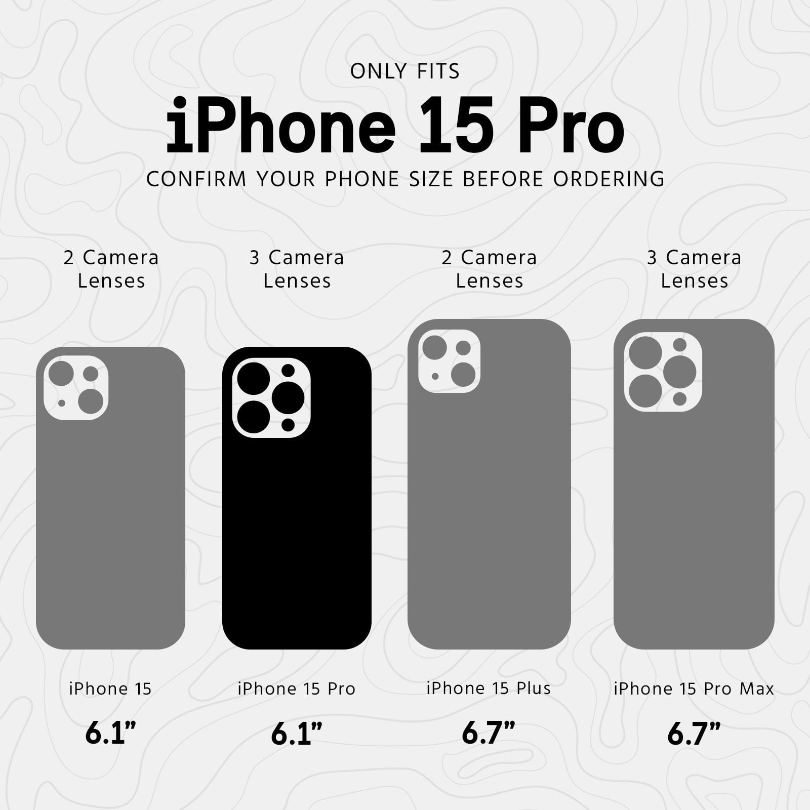 ONLY FITS IPHONE 15 PRO. CONFIRM YOUR DEVICE BEFORE ORDERING