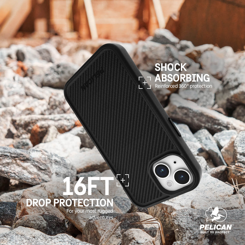 16FT DROP PROTECTION FOR YOUR MOST RUGGED ADVENTURES. SHOCK ABSORBING REINFORCED 360 DEGREE PROTECTION. 