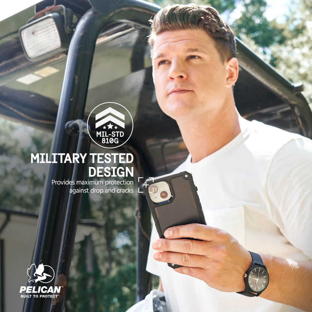 MILITARY TESTED DESIGN. PROVIDES MAXIMUM PROTECTION AGAINST DROP AND CRACKS.