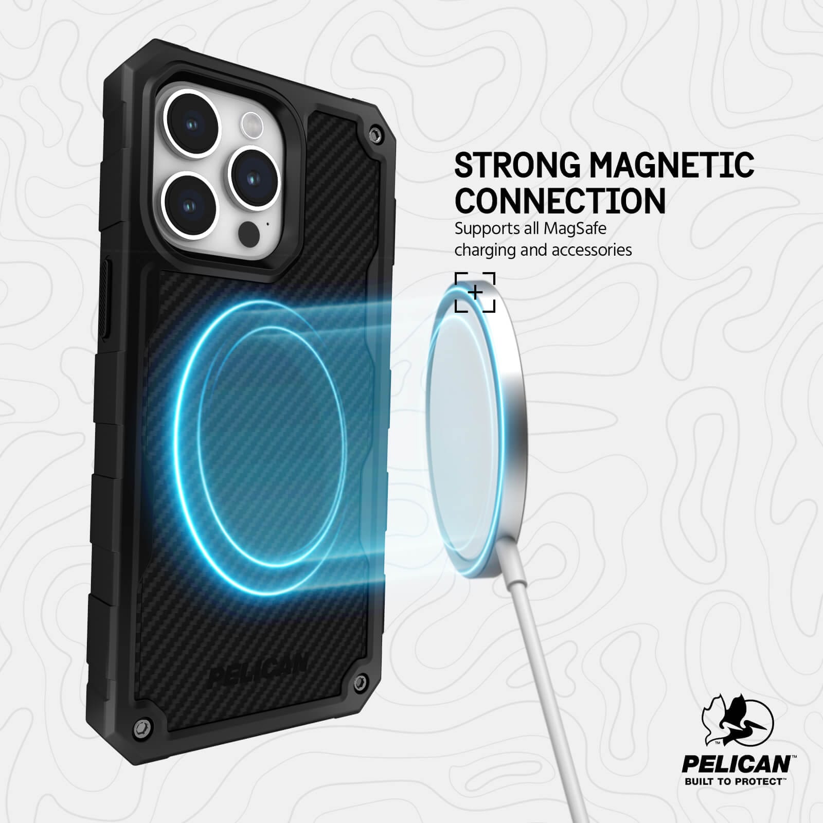 STRONG MAGNETIC CONNECTION. SUPPORTS ALL MAGSAFE CHARGING AND ACCESSORIES.
