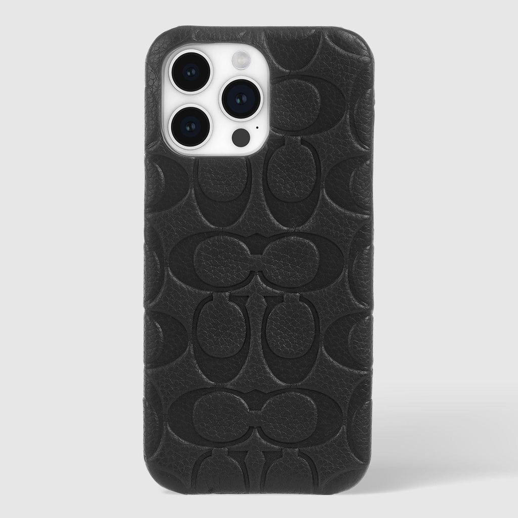Coach Leather Slim Wrap Signature Black Debossed  - iPhone 15 Pro Max