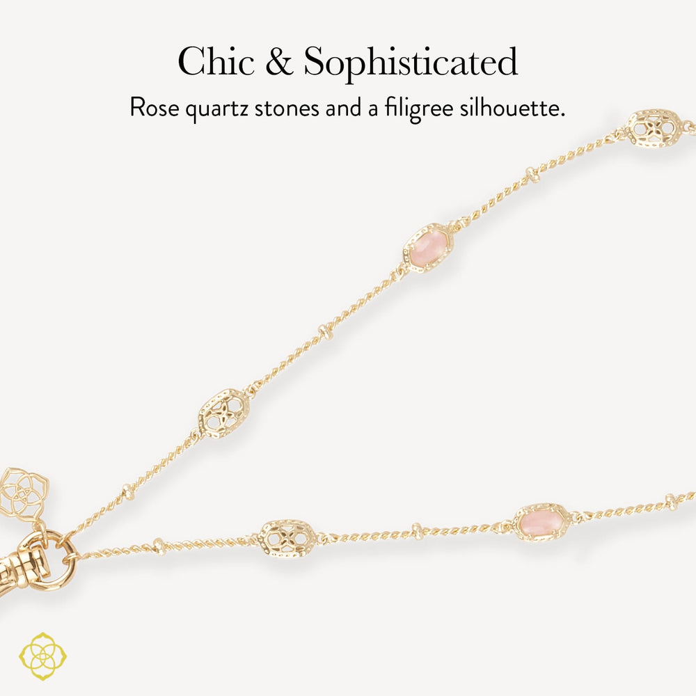 Chic and Sophisticated, rose quartz stones and a filigree silhouette
#color_emilie filigree rose quartz