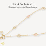 Chic and Sophisticated, rose quartz stones and a filigree silhouette
#color_emilie filigree rose quartz