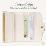 Compact white wallet with card slots on a light gray background #color_Ivory Filigree