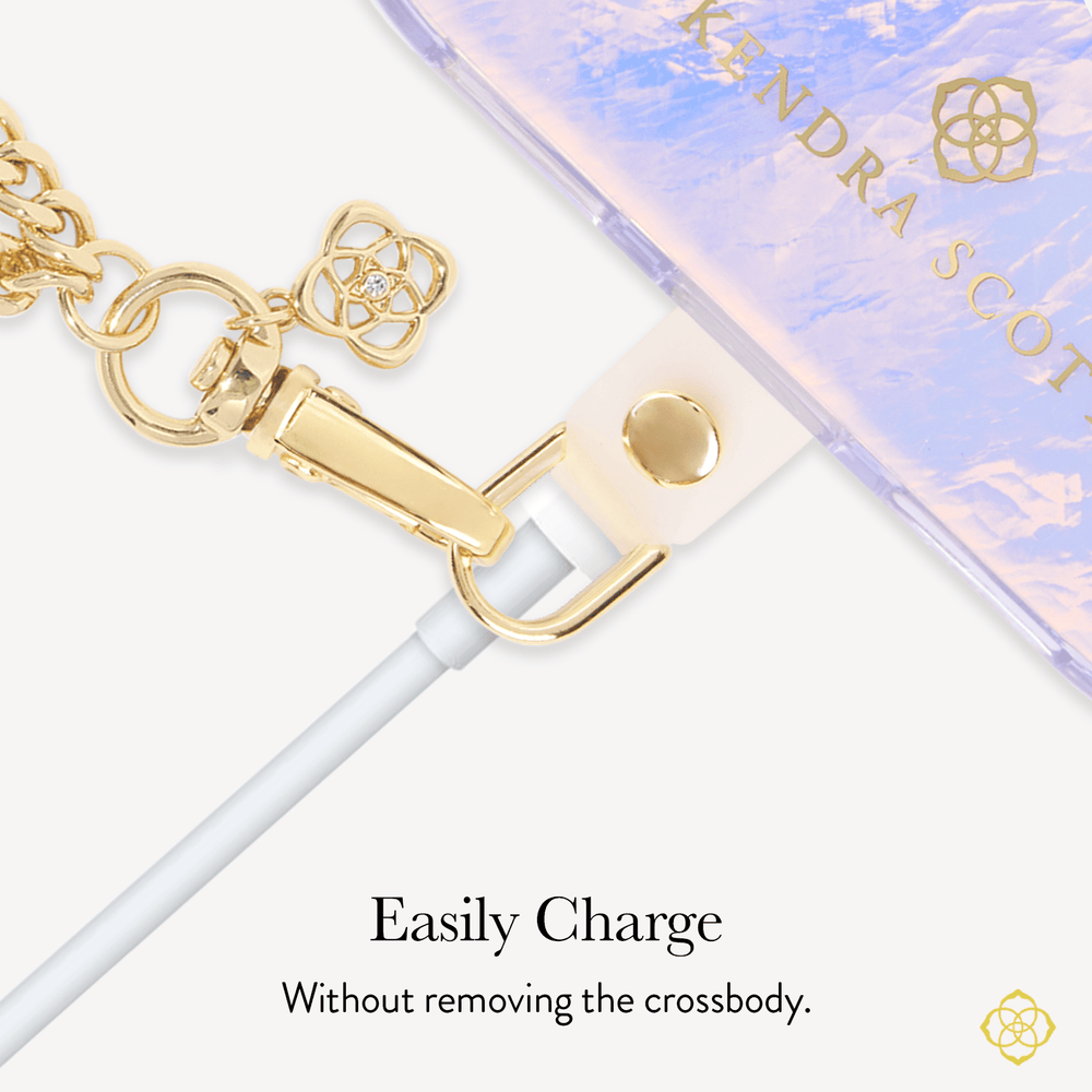 Easily Charge without removing the crossbody 
#color_gold filigree