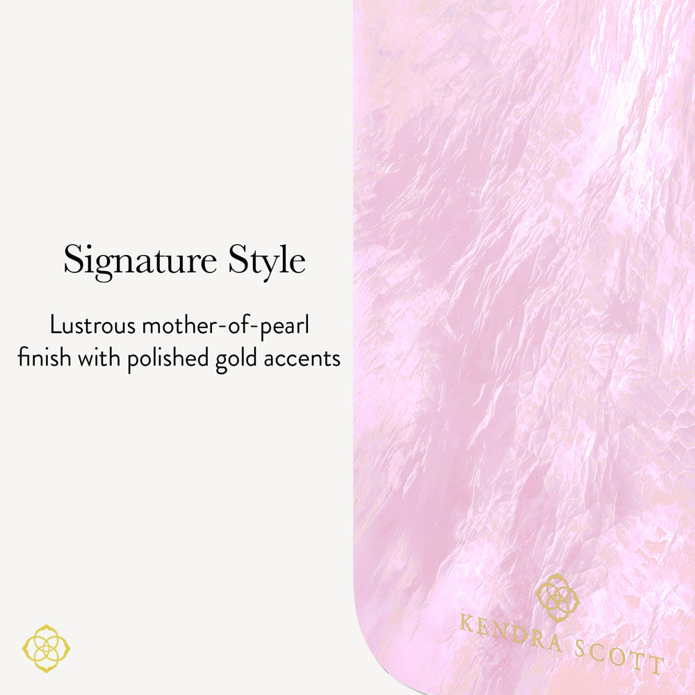 Signature Style, Lustrous mother-of-pearl finish with polished gold accents.