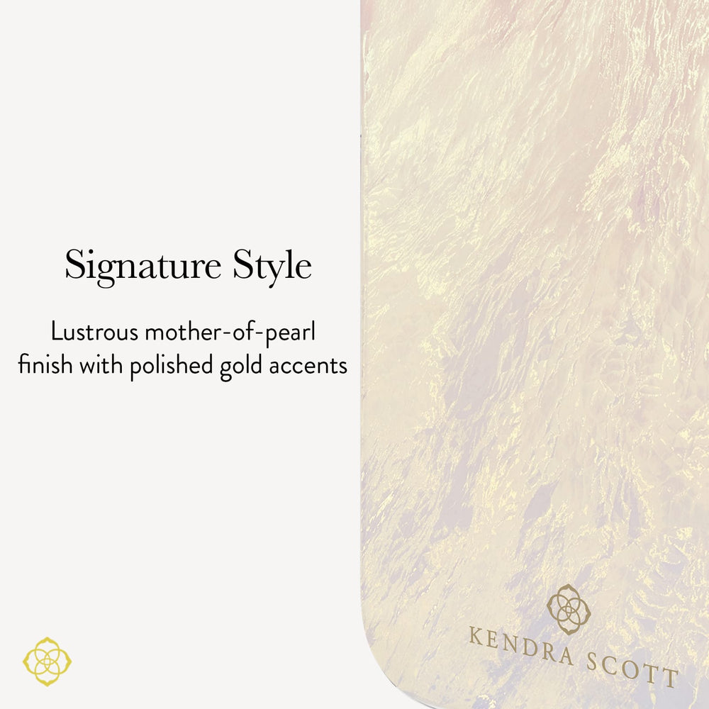 Signature Style, Lustrous mother-of-pearl finish with polished gold accents.
