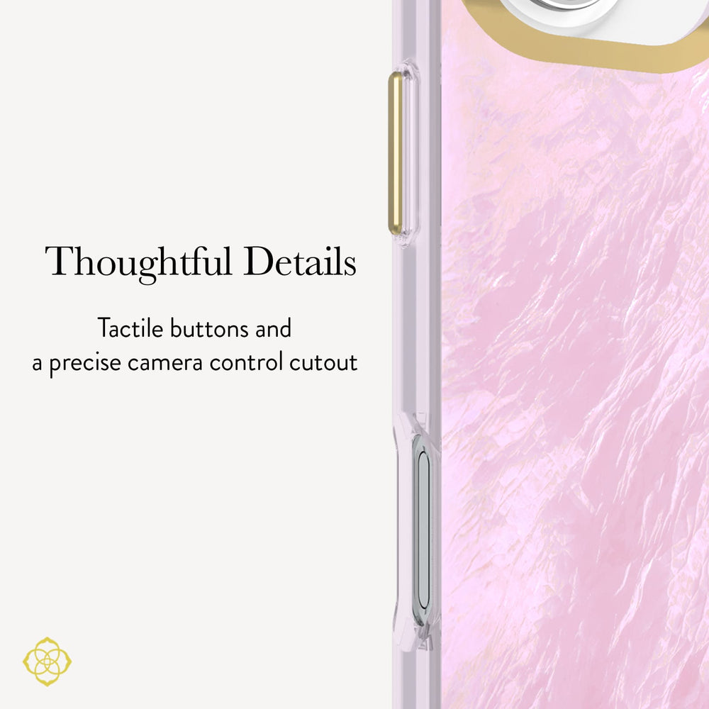 Thoughtful Details, Tactile buttons and a precise camera control cutout.