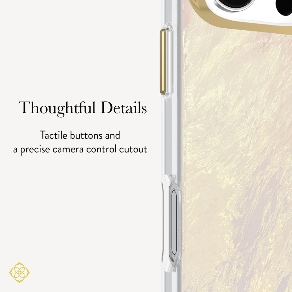 Thoughtful Details, Tactile buttons and a precise camera control cutout.
