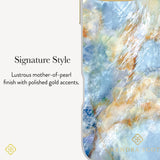Signature Style, Lustrous mother-of-pearl finish with polished gold accents