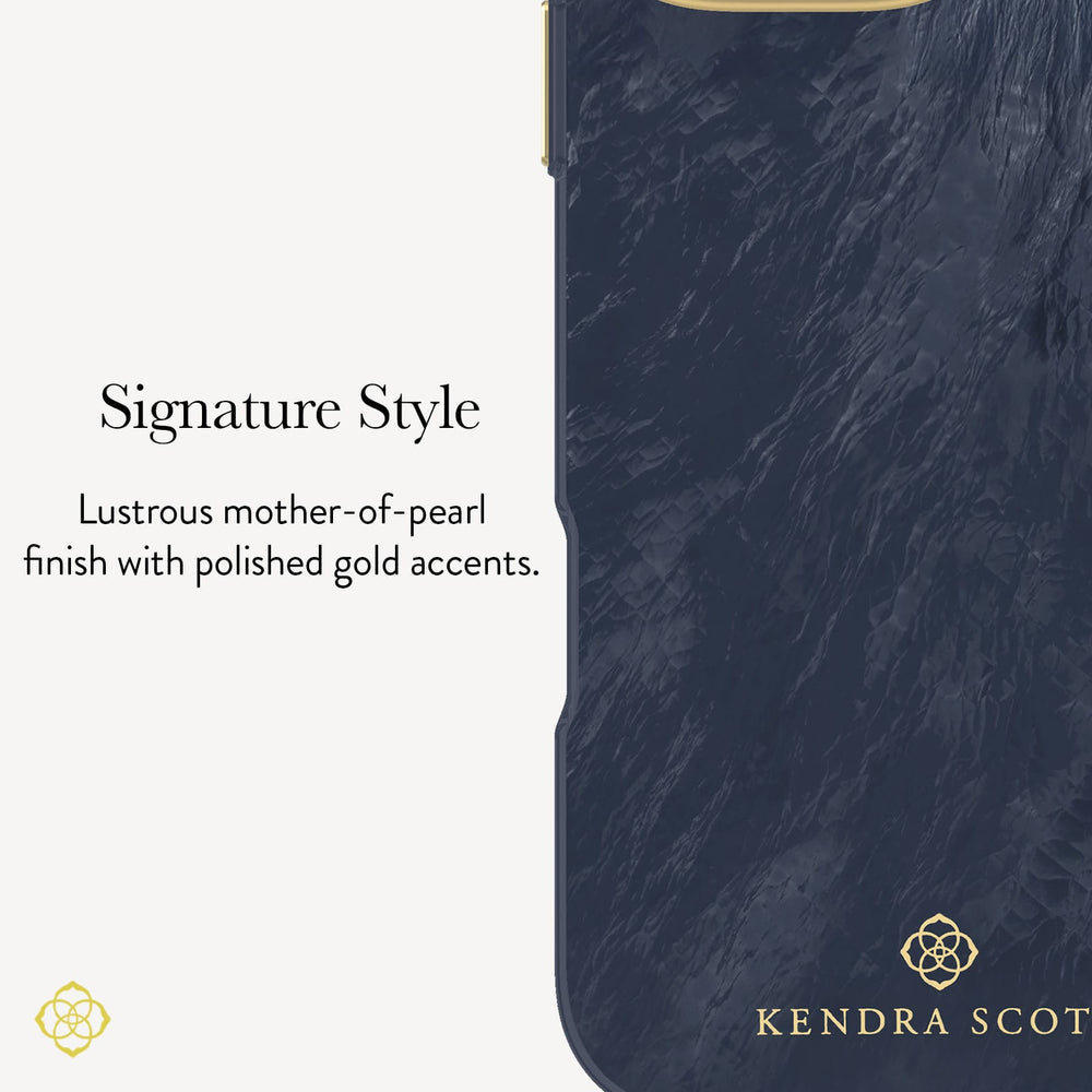 Signature Style, Lustrous mother-of-pearl finish with polished gold accents 