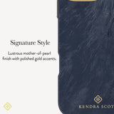 Signature Style, Lustrous mother-of-pearl finish with polished gold accents 