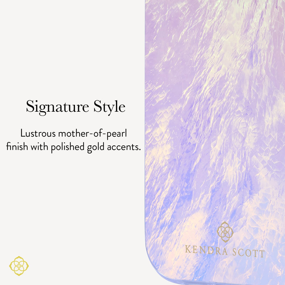 Signature Style, Lustrous mother-of-pearl finish with polished gold accents.