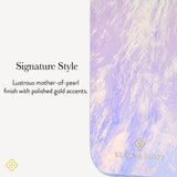 Signature Style, Lustrous mother-of-pearl finish with polished gold accents.