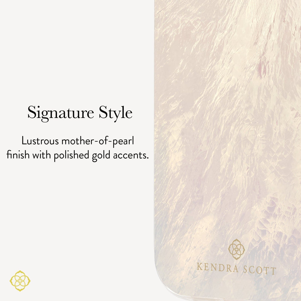 Signature Style, Lustrous mother-of-pearl finish with polished gold accents.