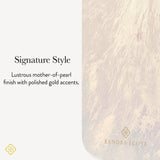 Signature Style, Lustrous mother-of-pearl finish with polished gold accents.