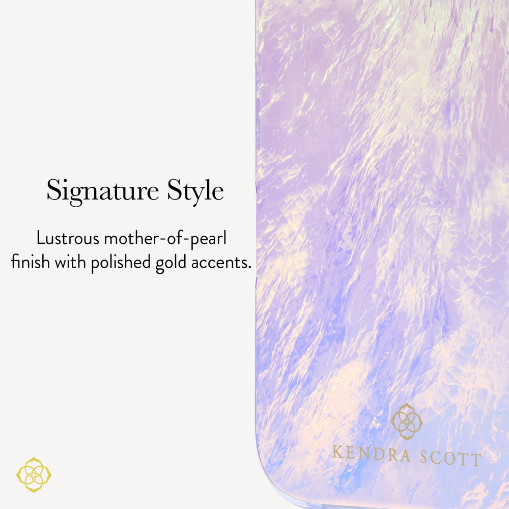 Signature Style, Lustrous mother-of-pearl finish with polished gold accents.