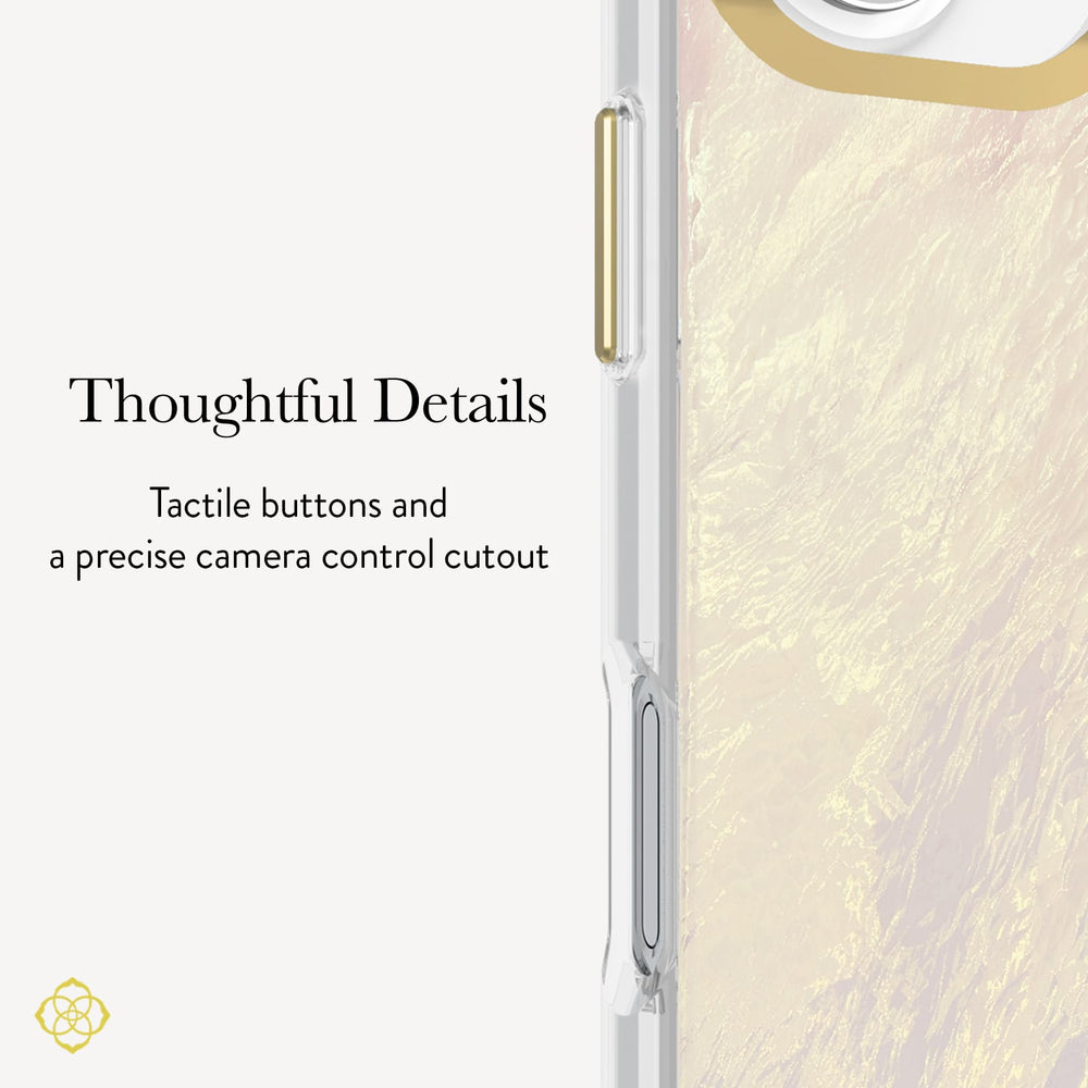 Thoughtful Details, Tactile buttons and a precise camera control cutout.