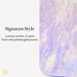 Signature Style, Lustrous mother-of-pearl finish with polished gold accents.