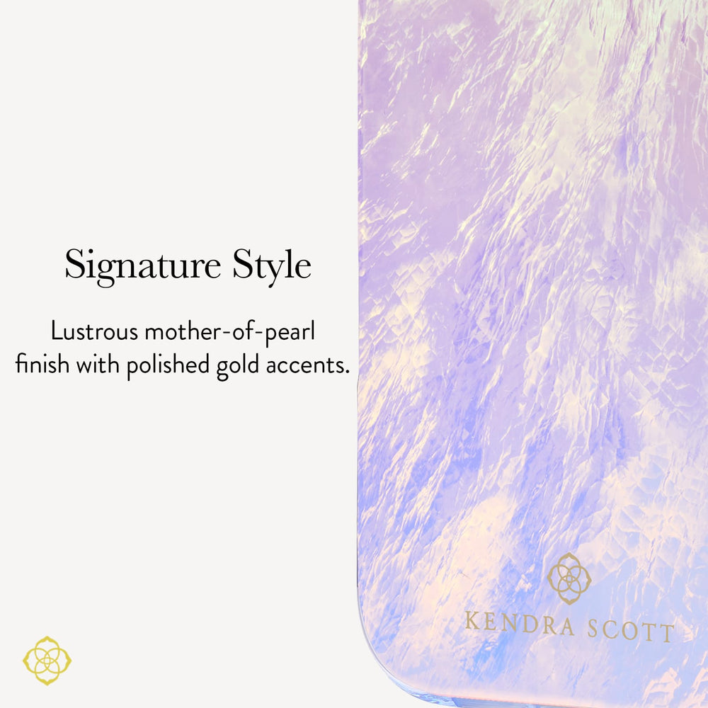 Signature Style, Lustrous mother-of-pearl finish with polished gold accents.