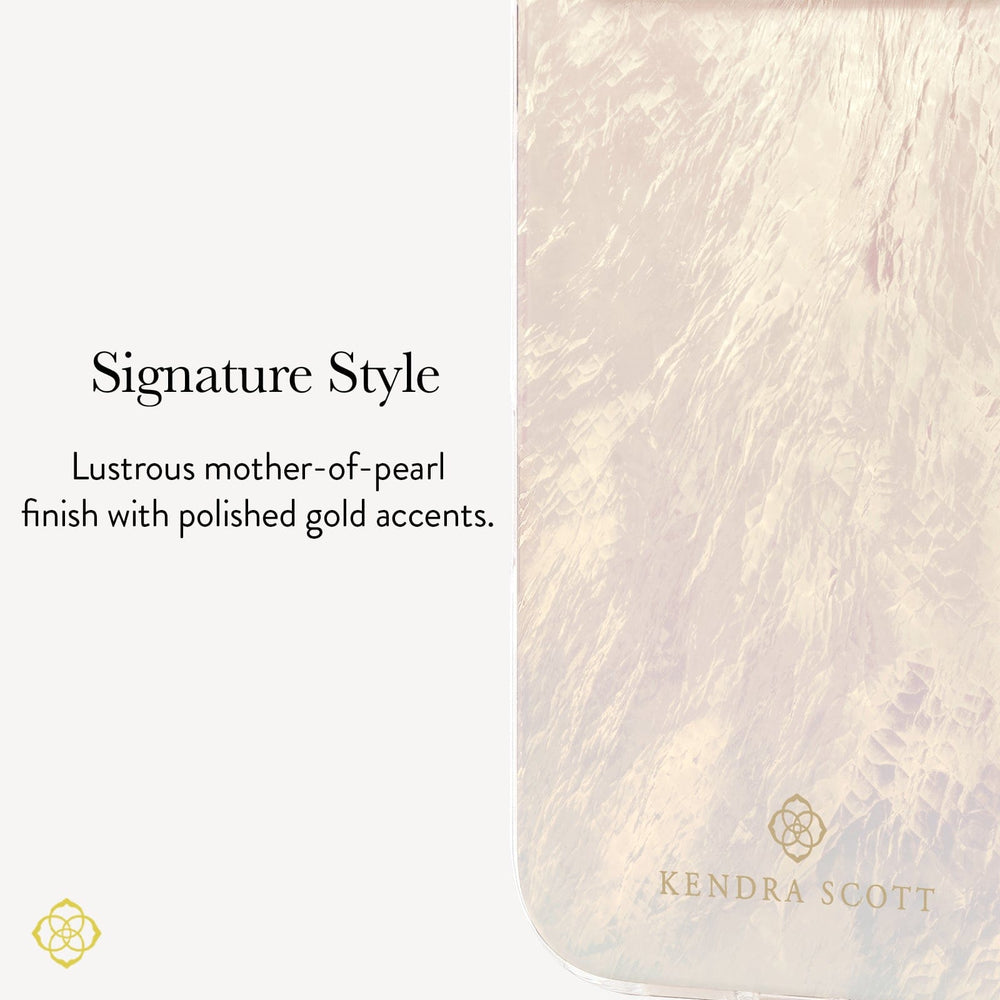 Signature Style, Lustrous mother-of-pearl finish with polished gold accents.
