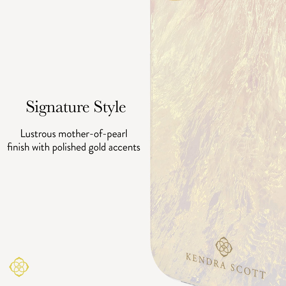Signature Style, Lustrous mother-of-pearl finish with polished gold accents.