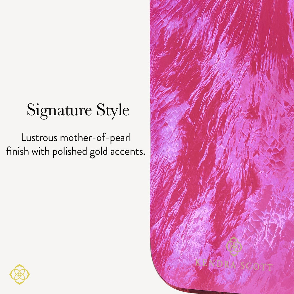 Signature Style, Lustrous mother-of-pearl finish with polished gold accents.