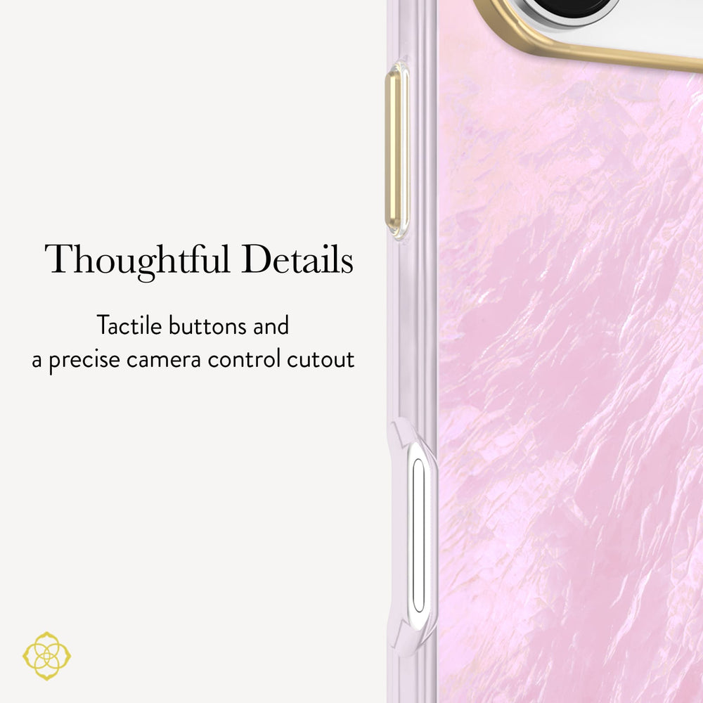 Thoughtful Details, Tactile buttons and a precise camera control cutout.