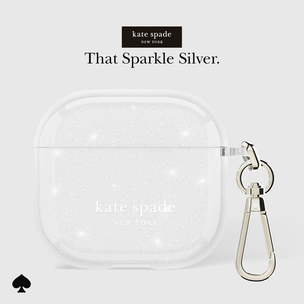 Kate Spade New York Airpods That Sparkle Silver
