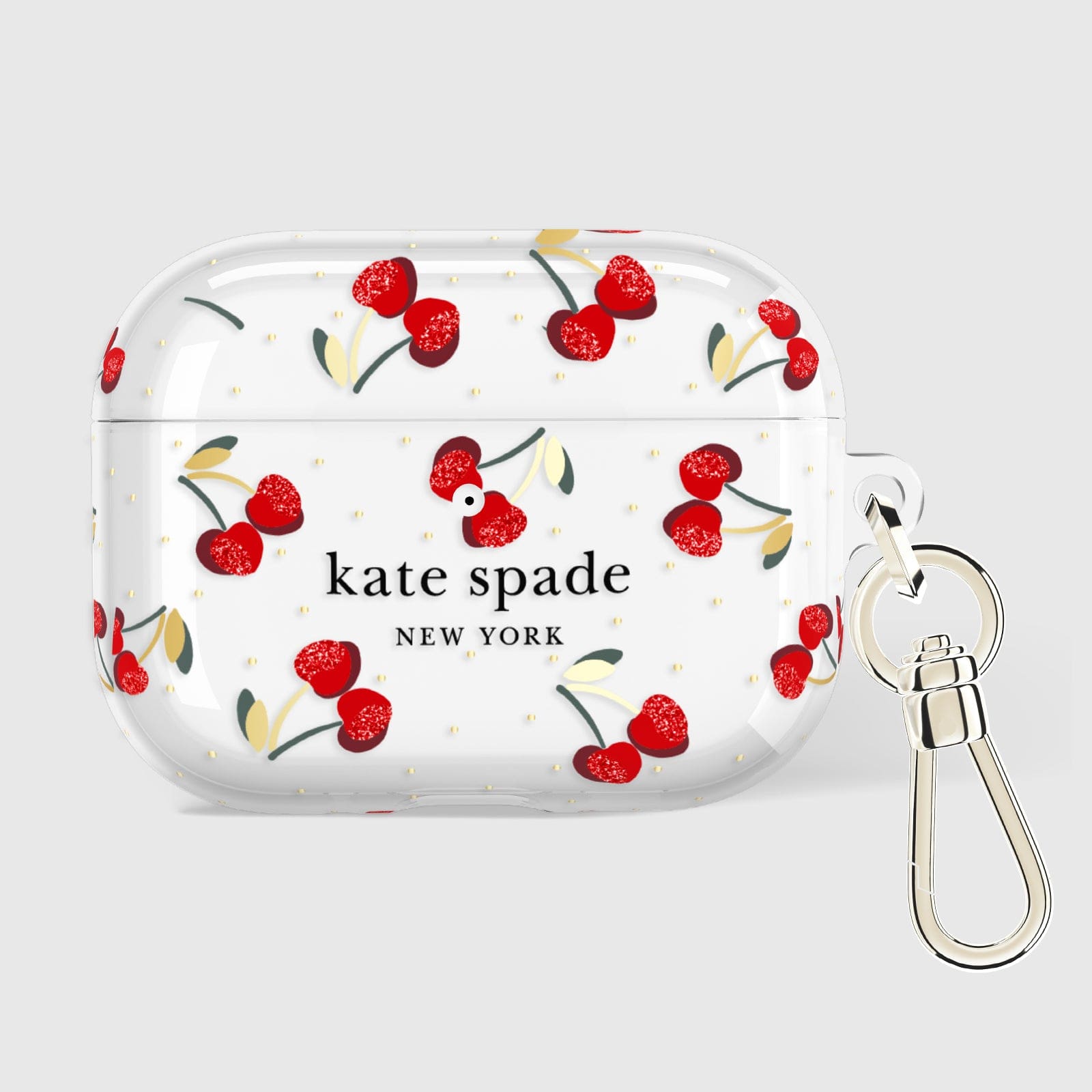 AirPods Pro 3 Kate Spade Protective - Cherry Dot with Gold Ring Clip