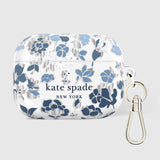 AirPods Pro 3 Kate Spade Protective - Flowerbed Blue with Silver Ring Clip