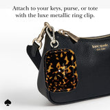 Attach to your keys, purse, or tote with the luxe metallic ring clip