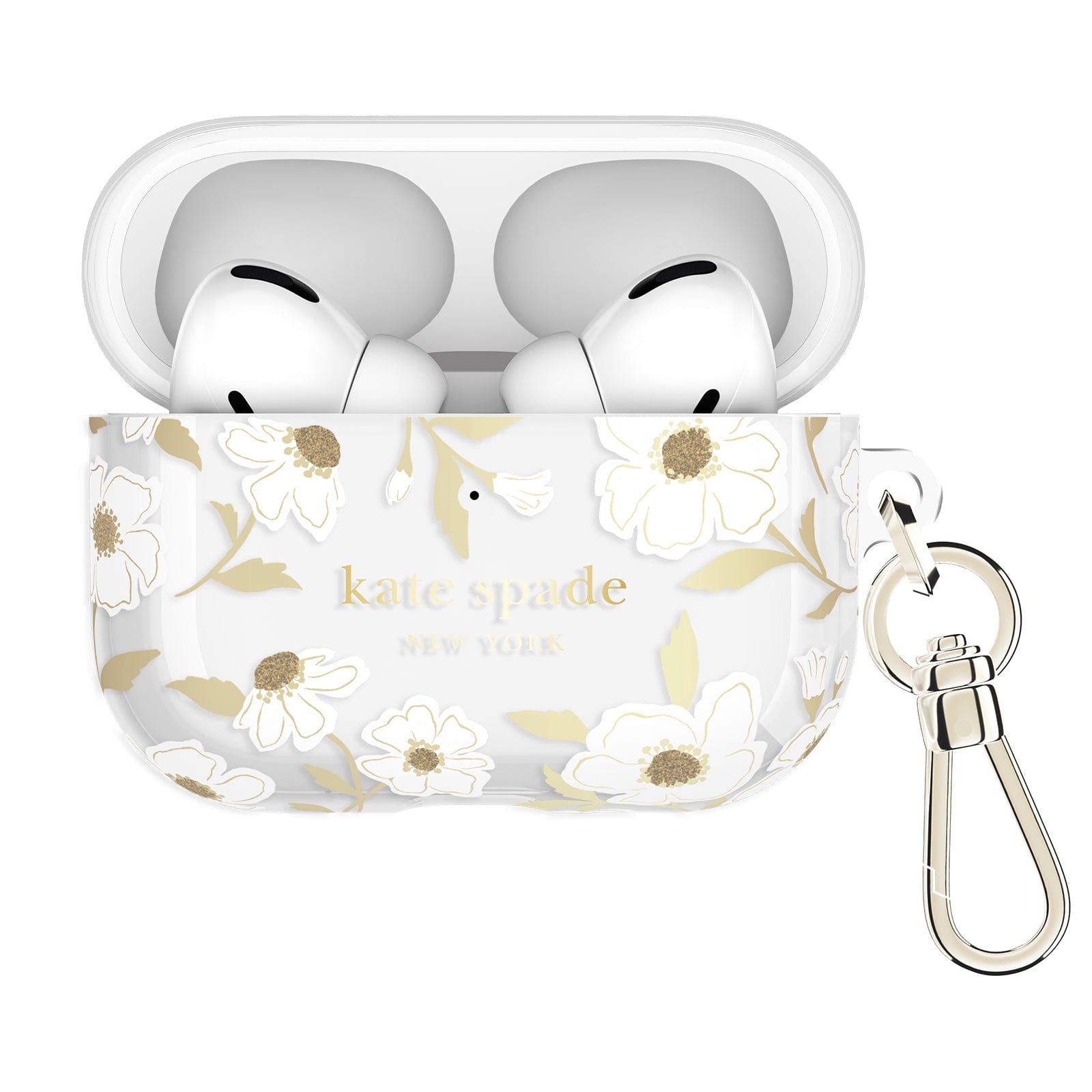 AirPods Pro 3 Kate Spade Protective - Sunshine Floral with Gold Ring Clip