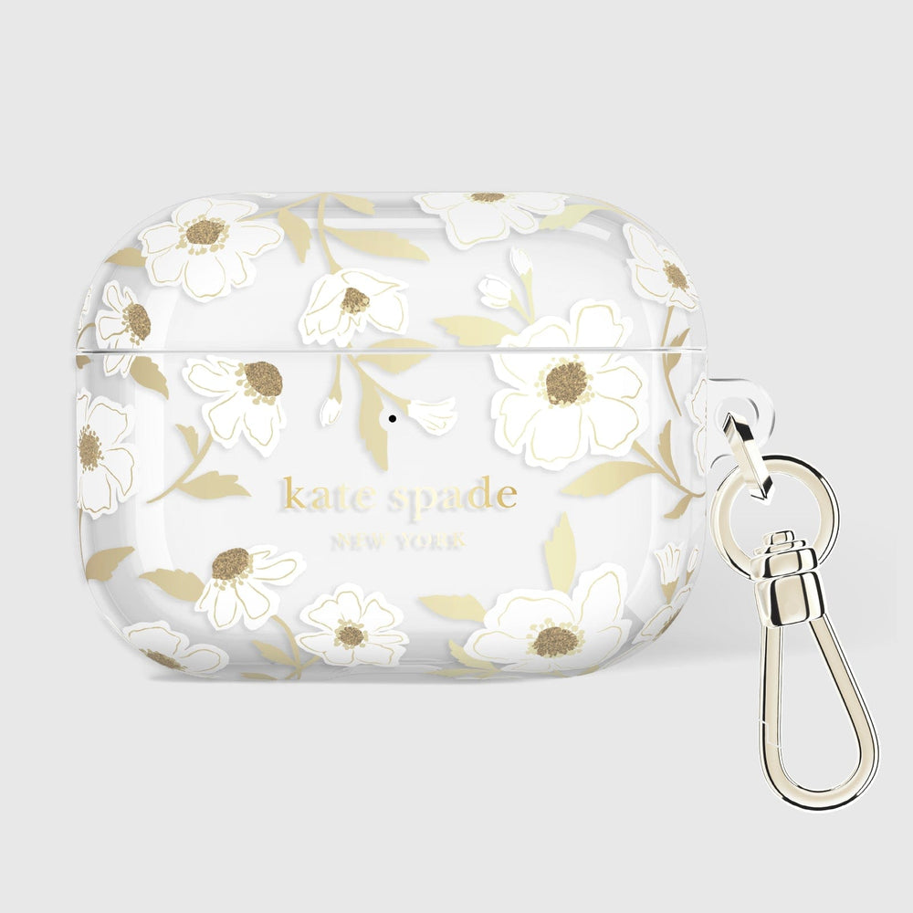 AirPods Pro 3 Kate Spade Protective - Sunshine Floral with Gold Ring Clip