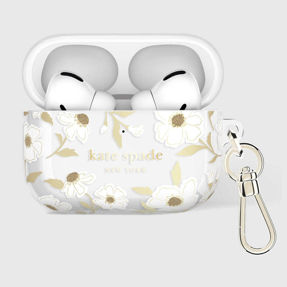 AirPods Pro 3 Kate Spade Protective - Sunshine Floral with Gold Ring Clip