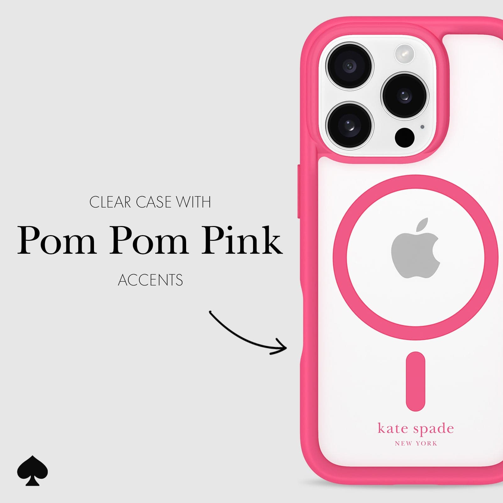 CLEAR CASE WITH POM POM PINK ACCENTS