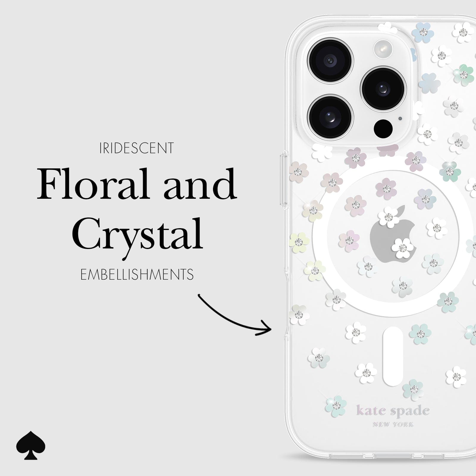 IRIDESCENT FLORAL AND CRYSTL EMBELLISHMENTS