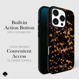 BUILT IN ACTION BUTTON FOR A CLICKABLE FEEL. CUTOUT PROVIDES CONVENIENT ACCESS TO CAMERA CONTROL