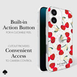 CLICKABLE BUILT-IN ACTION BUTTON. CUTOUT PROVIDES CONVENIENT ACCESS TO CAMERA CONTROL